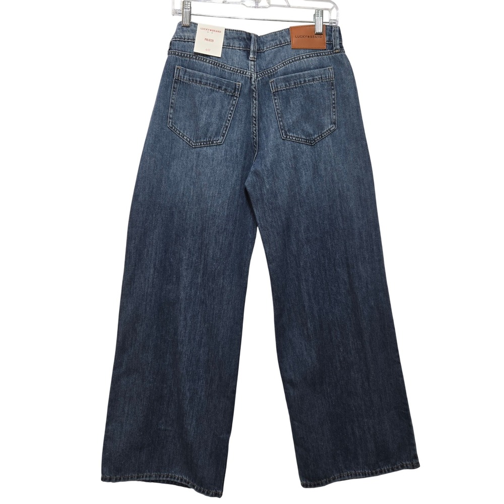 NWT Lucky Brand Size 4 27 Wide Leg Palazzo Jeans Blue High Rise Seam Front 1193 - Picture 3 of 10